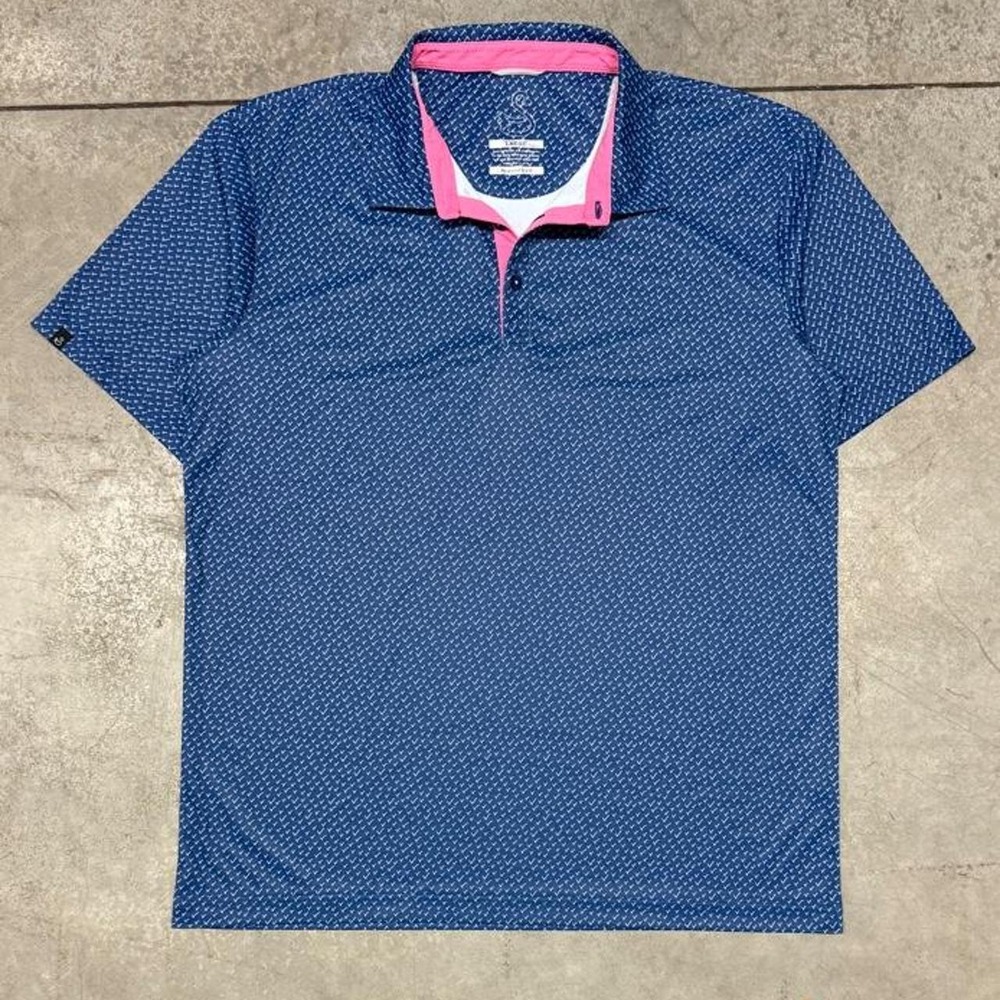 Swannies Co Men's Performance Golf Polo Checkered Pattern Sz Large